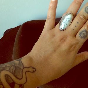 NWOT ..White Boho Hippie Ring Sz 8